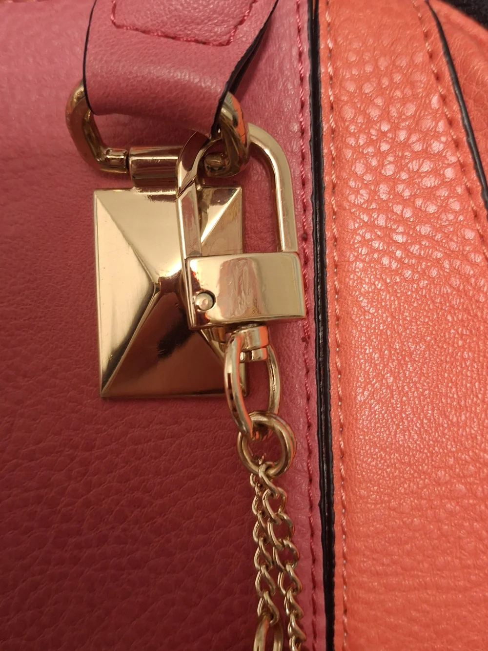 Gianni Bini Hot Pink Structured Satchel with Gold Charm